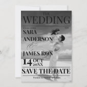 Magazine Editorial Newspaper Wedding Save the Date Kaart (Voorkant)