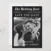Magazine Editorial Newspaper Wedding Save the Date Kaart (Voorkant)
