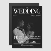 Magazine Editorial Newspaper Wedding Save the Date Magnetische Uitnodiging (Voorkant / Achterkant)