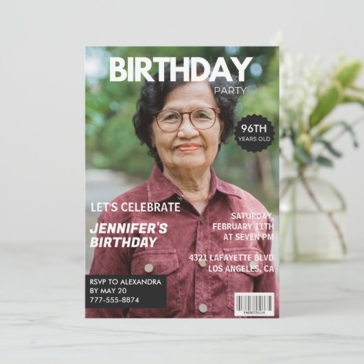 Magazine Foto 96ste verjaardag uitnodigingen voor  (Staand voorkant)