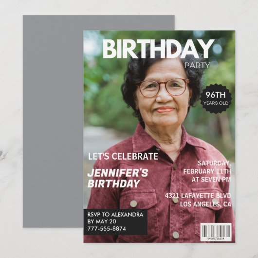Magazine Foto 96ste verjaardag uitnodigingen voor  (Voorkant / Achterkant)