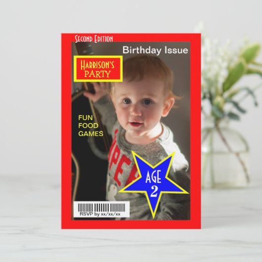 Magazine Foto Birthday Party nodigt uit Kaart (Staand voorkant)