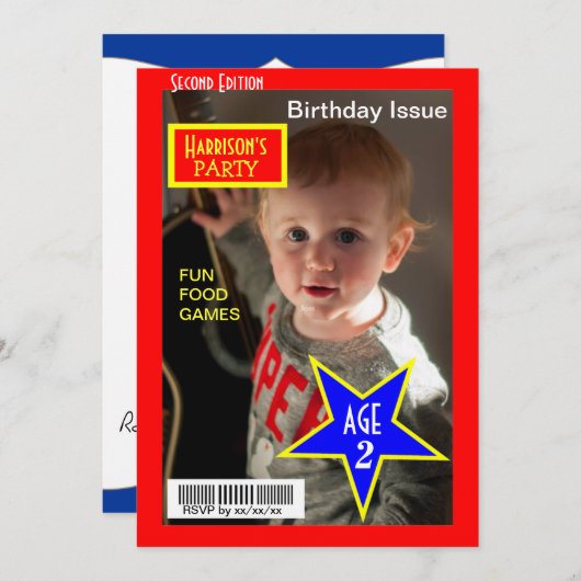 Magazine Foto Birthday Party nodigt uit Kaart (Voorkant / Achterkant)
