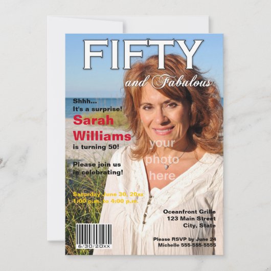 Magazine Hoesje 50th Birthday Party Invitation Kaart (Voorkant)