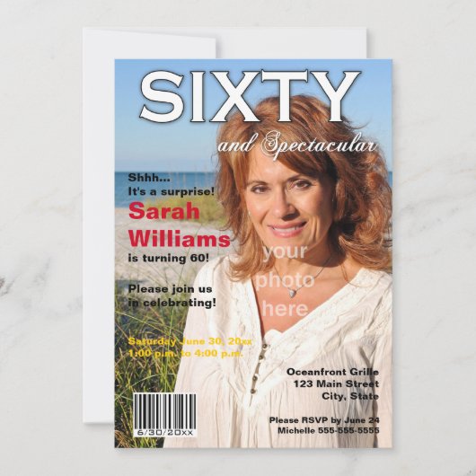 Magazine Hoesje 60th Birthday Party Invitation Kaart (Voorkant)