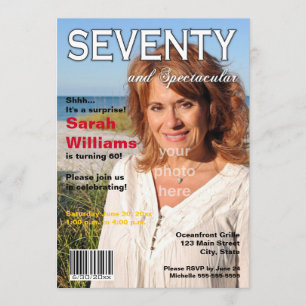 Magazine Hoesje 70th Birthday Party Invitation Kaart