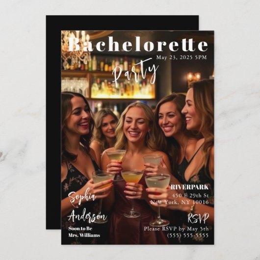 Magazine Hoesje Bachelorette Uitnodiging (Voorkant / Achterkant)