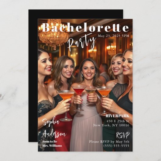 Magazine Hoesje Bachelorette Uitnodiging (Voorkant / Achterkant)