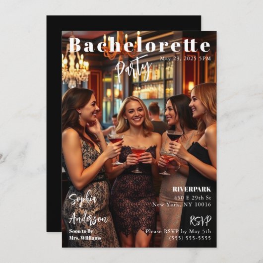 Magazine Hoesje Bachelorette Uitnodiging (Voorkant / Achterkant)