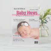 Magazine Hoesje Birth Announcement (Roze) Aankondiging (Staand voorkant)