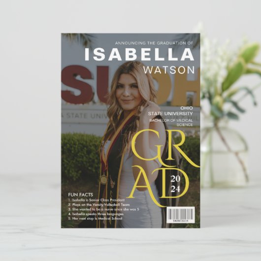 Magazine Hoesje Foto Afstuderen Aankondiging (Staand voorkant)