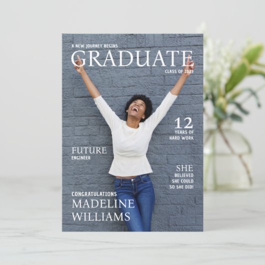 Magazine Hoesje Foto Afstuderen Aankondiging (Staand voorkant)