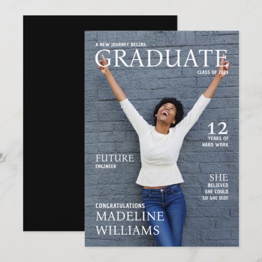 Magazine Hoesje Foto Afstuderen Aankondiging (Voorkant / Achterkant)