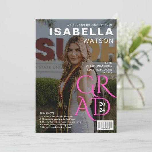 Magazine Hoesje Foto Afstuderen Aankondiging (Staand voorkant)