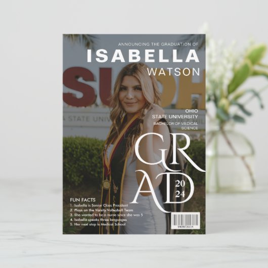 Magazine Hoesje Foto Afstuderen Aankondiging (Staand voorkant)