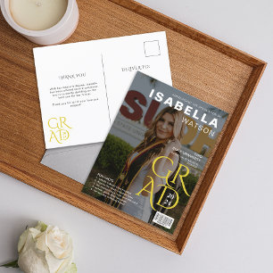 Magazine Hoesje Foto Afstuderen Aankondiging Briefkaart