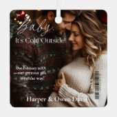 Magazine Hoesje Kerstzwangerschapsaankondiging Metalen Ornament (Voorkant)