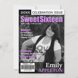 Magazine Hoesje Paars Sweet Sixteen Uitnodigingen