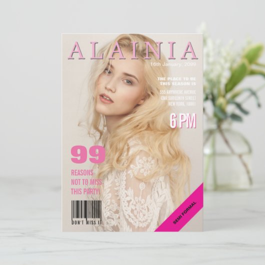 Magazine Hoesje Party Evenement Foto Uitnodigen Kaart (Staand voorkant)