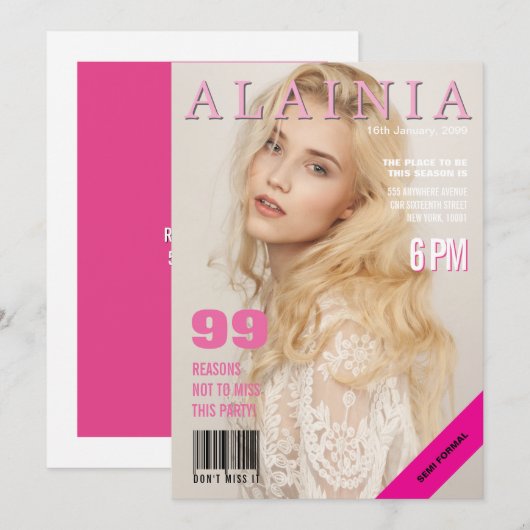 Magazine Hoesje Party Evenement Foto Uitnodigen Kaart (Voorkant / Achterkant)