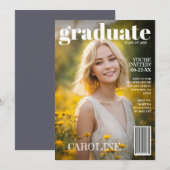 Magazine Hoesje Photo Afstuderen Invitation Kaart (Voorkant / Achterkant)