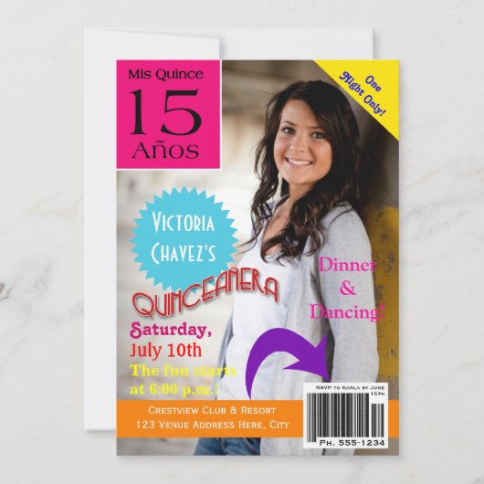 Magazine Hoesje Quinceanera 15e uitnodiging (Voorkant)