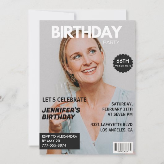 Magazine Hoesje Stijlvol voor haar 66ste verjaarda Kaart (Voorkant)