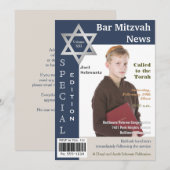 Magazine Hoesje Style Bar Mitzvah Uitnodiging (Voorkant / Achterkant)