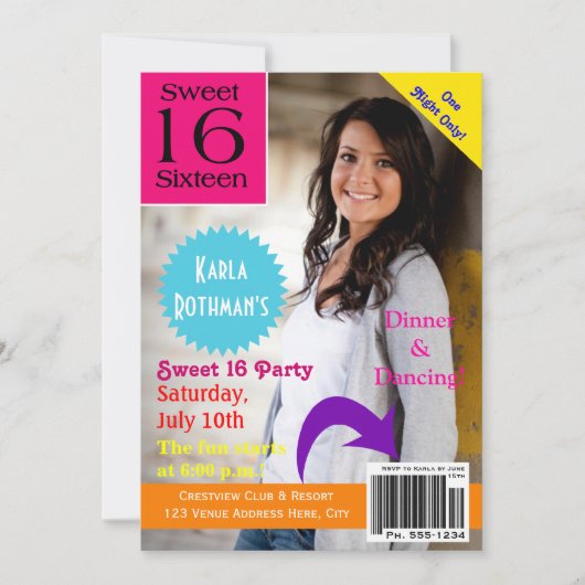 Magazine Hoesje Sweet Sixteen Uitnodiging (Voorkant)