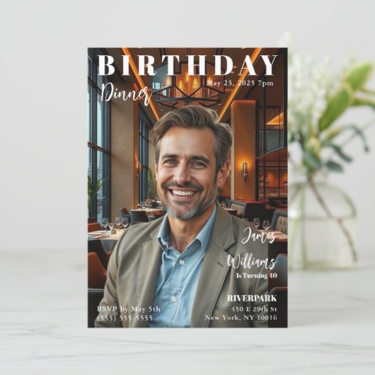 Magazine Hoesje Verjaardagsdiner Kaart (Staand voorkant)