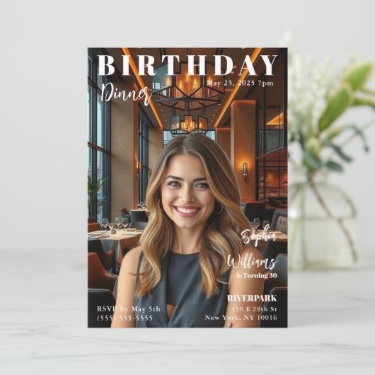 Magazine Hoesje Verjaardagsdiner Kaart (Staand voorkant)