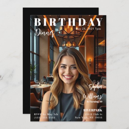 Magazine Hoesje Verjaardagsdiner Kaart (Voorkant / Achterkant)