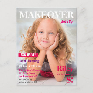 Magazine Makover Pamper Girls Birthday Party Kaart