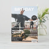 Magazine Navy blauw Foto Grappig 56e verjaardag Kaart (Staand voorkant)