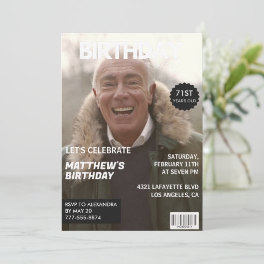 Magazine Navy blauw Foto Grappig 71ste verjaardag Kaart (Staand voorkant)