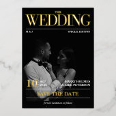 Magazine Newspapier Wedding Photo Save the Date Folie Uitnodiging (Voorkant)