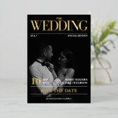 Magazine Newspapier Wedding Photo Save the Date Folie Uitnodiging (Staand Voorkant)