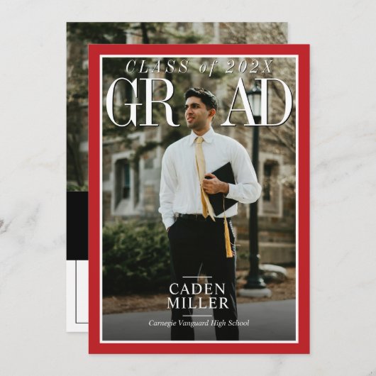 Magazine Nieuwsblad Senior Afstuderen Invitation Kaart (Voorkant / Achterkant)