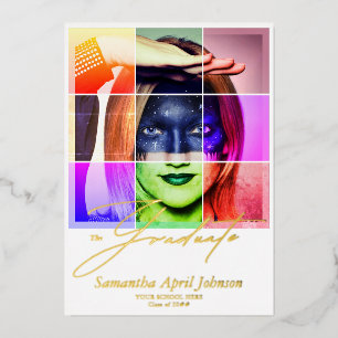 Magazine Pop Art Retro Modern Afstuderen Foto Folie Uitnodiging