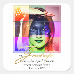Magazine Pop Art Retro Modern Afstuderen Foto Vierkante Sticker