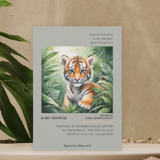 Magazine Style Wild Safari schattig Tijger baby sh Kaart