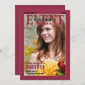 Magazine Sweet 15 Birthday Invitation | Foto Kaart (Voorkant / Achterkant)