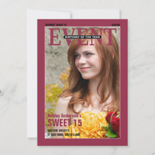 Magazine Sweet 15 Birthday Invitation   Foto Kaart