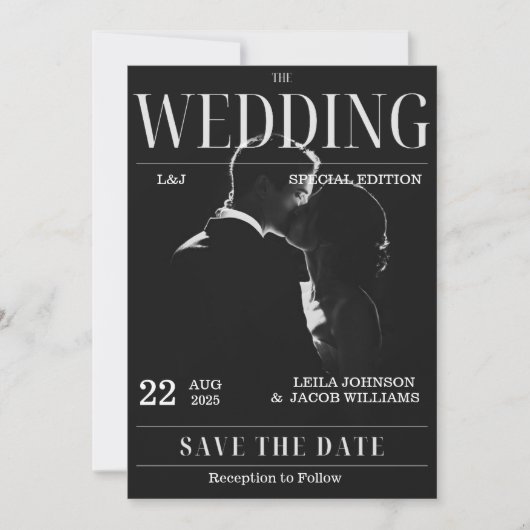 Magazine Unieke Leuke Foto Save the Date Wedding Kaart (Voorkant)