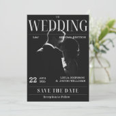 Magazine Unieke Leuke Foto Save the Date Wedding Kaart (Staand voorkant)