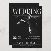 Magazine Unieke Leuke Foto Save the Date Wedding Kaart (Voorkant / Achterkant)