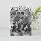 Magazine Unique Newspaper Wedding Save the Date Kaart (Staand voorkant)