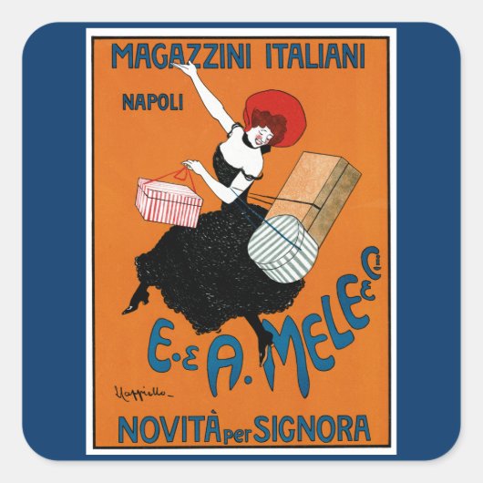 Magazzini Italiani ~ E.A. Mele co. Vierkante Sticker (Voorkant)