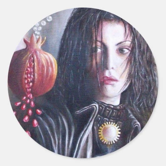 MAGDALEN EN POMEGRANAAT Black White Red Ronde Sticker (Voorkant)
