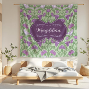 Magdalena Thistle en vogels Art Nouveau Bloemen Fleece Deken